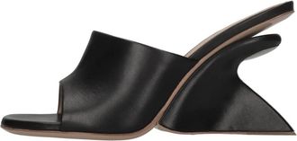 Off-white Jug Wedge Leren Mules - Dames - Sleehakken - Zwart - 40 EU - Leer - Schoenen