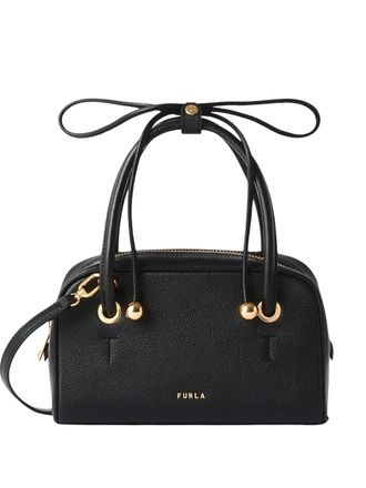 Furla Poppy Mini Pebbled Bow Shoulder Bag