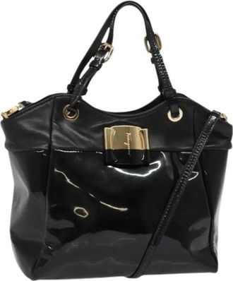 Ferragamo Pre-owned Leren Handtas - Dames - Vintage Handtas - Zwart - ONE Size - Leer - Vintage
