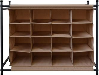 Mobili Rebecca Zapatero con 16 bolsillos de metal y tela beige