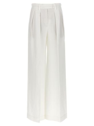 Brunello Cucinelli Palazzo Pantaloni Bianco-Donna