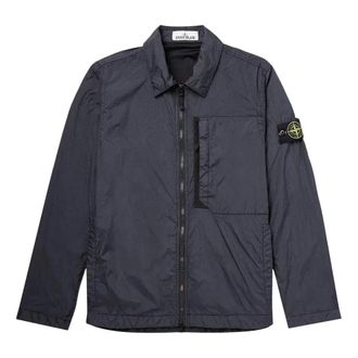 Stone Island Compass Patch Collared Zip Up Jacket Navy 791510723-V0020
