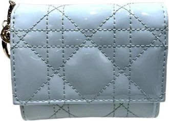 Dior Pre-owned Wallets, female, Blue, Size: ONE SIZE Pre-owned Lotus Wallet Patent Leather Trifold Wallet