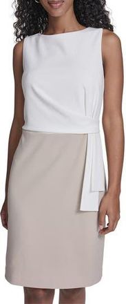 Tommy Hilfiger Colorblock Sleeveless Crepe Sheath Dress in Ivory/Khaki at Nordstrom Rack, Size 18 (Similar To 16W)