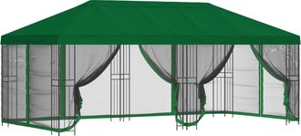 vidaXL Gazebo Con Paredes Laterales 6 X 3 M Verde Poli&eacute;ster Y Acero Vidaxl