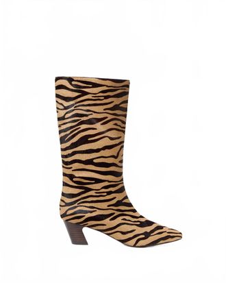 Loeffler Randall Womens Cleo Zebra Mid-Calf Boot In Yellow