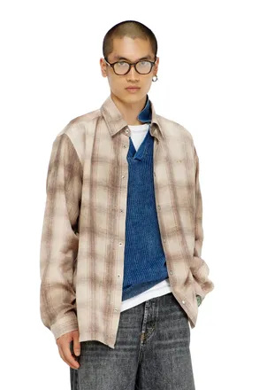 Diesel Check shirt in fluid fabric - Shirts - Man - Brown