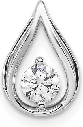 Diamond2Deal 14k White Gold 1/4 Ct Lab Grown Diamond Teardrop Chain Slide Pendant