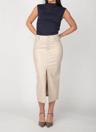 Dex Clothing Faux Leather Midi Skirt In Bone