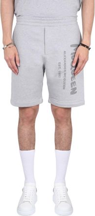 Alexander McQueen Light Grey Logo Shorts