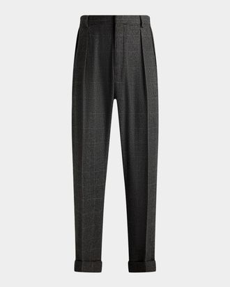 Ralph Lauren Purple Label Men & apos;s Glenn Hand-Tailored Tick-Weave Trousers