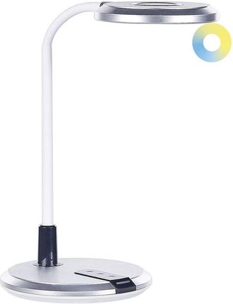 Beliani L&aacute;mpara De Oficina Led Plateado Blanco 43 Cm Sint&eacute;tico Brazo Ajustable Columba