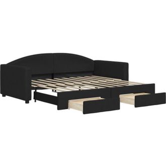 vidaXL Sof&aacute; Cama Nido Con Cajones Tela Negro 90x190 Cm Vidaxl