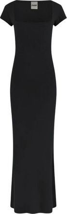 Guess Blossom Rib Lange Jurk Scoop Neck - Dames - Maxi kleedjes - Zwart - L - Kleedjes