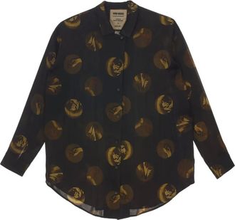 Uma Wang Blouse van zijdeblend met ronde print - Bruin