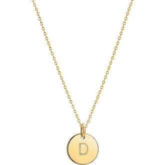 House of Frosted Initial Pendant Necklace in Yellow Gold - D at Nordstrom Rack, Size 16