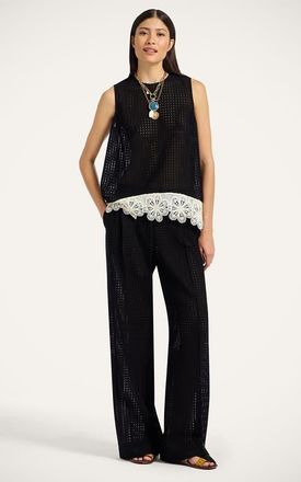 La DoubleJ La Scala Top With Lace in Solid Black at Nordstrom, Size Medium