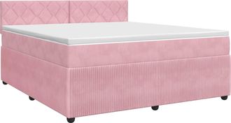 vidaXL Cama Box Spring Con Colch&oacute;n Rosa 180 X 200 Cm Terciopelo Vidaxl