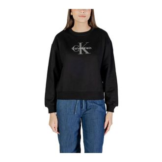 Calvin Klein Jeans Gedrukte Crewneck Sweatshirt - Dames - Sweatshirts - Zwart - XS - Katoen - Hoodies & sweatvesten