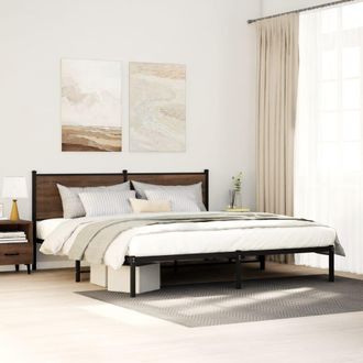 Berkfield Home Metal Bed Frame without Mattress Brown Oak 160x200 cm