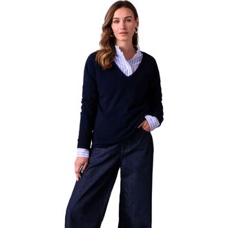 Celtic & Co. Geelong Wool Slouch V-Neck Sweater in Dark Navy at Nordstrom, Size X-Small