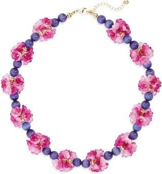 Eye Candy Los Angeles Yasamin Floral Beaded Necklace in Purple at Nordstrom Rack