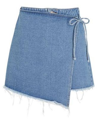 8 by YOOX ORGANIC COTTON DENIM WRAP MINI SKIRT