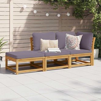 vidaXL Set De Muebles Para Jard&iacute;n 3 Piezas Con Cojines Madera Acacia Vidaxl