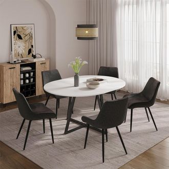 Vicco Tavolo Da Pranzo Allungabile Loyd, Bianco/nero, 120-160 X 120 Cm Allungabile, Vicco