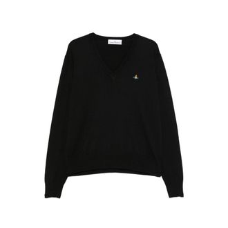 Vivienne Westwood Mark Orb-embroidered V-neck Sweater
