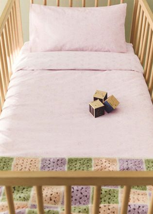 Mango Copripiumino culla percalle di cotone fiori rosa pastello - Home - 100x120cm - MANGO HOME