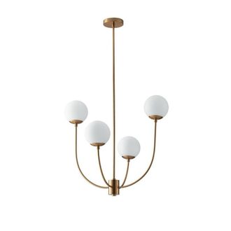 Netlighting Themys 4 Light Globe Ceiling Pendant Brass Opal E14 in Gold