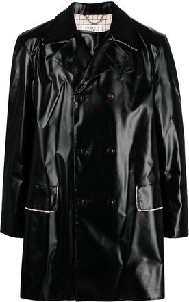 Maison Margiela coated double-breasted coat - unisex - Cotton/Cotton/Polyurethane - 46 - Black