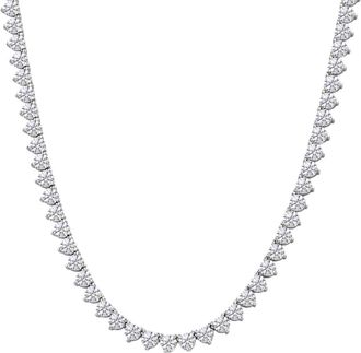 Pompeii3 26Ct Diamond Tennis Necklace 3-Prong 14k White Gold 18 Lab Grown