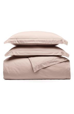 Boll & Branch Hemmed Percale Duvet Cover & Pillow Shams Set in Dusty Rose at Nordstrom, Size Full
