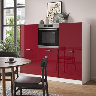 Vicco Bloque De Cocina R-line, Burdeos Brillo Intenso/blanco, 180 Cm Sin Encimera