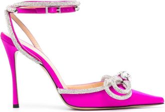 Mach & Mach Double Bow 105mm satin pumps - women - Silk - 36 - Pink