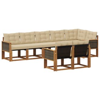 vidaXL Conjunto De Sof&aacute;s De Exterior Con Coj&iacute;n 8 Pcs Natural Y Beige Vidaxl