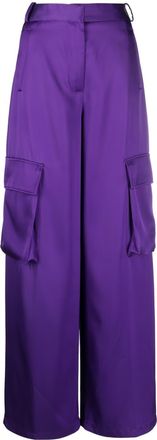 Versace wide-leg cargo trousers - women - Acetate/Viscose/Silk - 38 - Purple