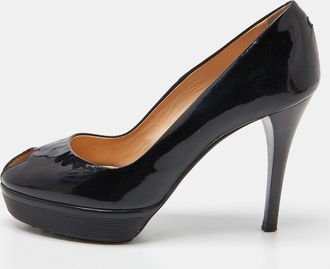 Tod's Tods Black Patent Leather Peep Toe Pumps