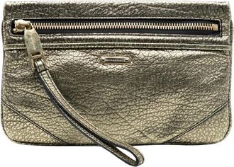 Burberry Pre-owned Clutches, female, Yellow, Size: ONE SIZE Pre-owned Leather Clutch