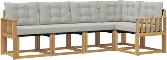 vidaXL Conjunto De Sof&aacute;s De Exterior 5 Uds. Blanco Y Gris Claro Vidaxl
