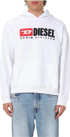 Diesel White Denim Division Hoodie Sweatshirt - Heren - Hoodies - Wit - 2XL - Denim - Hoodies & sweatvesten