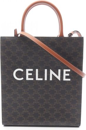 Celine Black Brown Coated Canvas Leather Tote Bag (Pre-Owned)