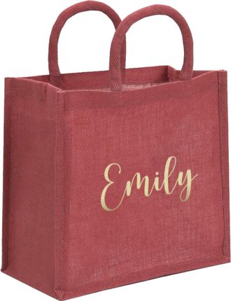 Generic Red Jute Gift Bag with Embroidered Personalisation Including Free P&P