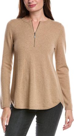 Forté Cashmere Pleat Back 1/4-Zip Cashmere Sweater