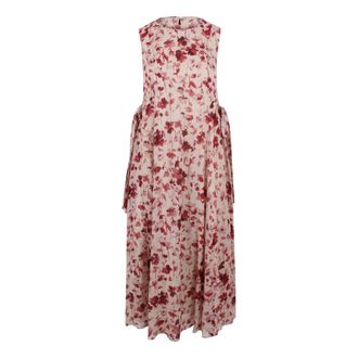 Max Mara Midi Dresses, female, Pink, Size: 2XS Ramie Fabric Dress with Side Ties