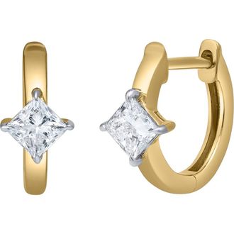 LuvMyJewelry Princess Charm 14K Gold Lab Grown Diamond Huggies - 0.50 ct in 14K Yellow Gold at Nordstrom