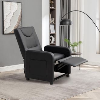 STILVORA Poltrona Reclinabile Ergonomica In Pu, Schienale Regolabile, Con Poggiapiedi Pieghevole E Tasca Laterale, Nero