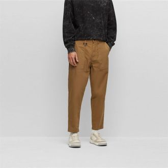 HUGO BOSS Mens Statum Solid Patterned Straight Cargo in Open Beige - Size 28W/32L